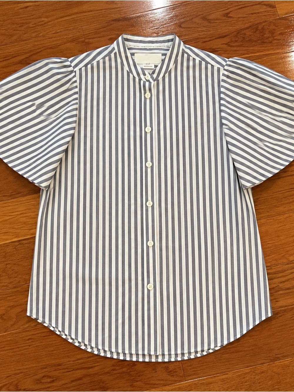 NWT kate spade Blue & White Striped Puff Sleeve Button Front Shirt XS